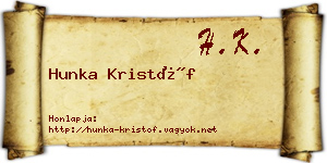 Hunka Kristóf névjegykártya